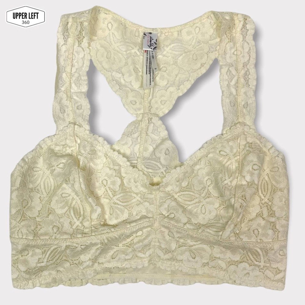Free People Racerback Lace Bra Bralette Intimately Galloon Light Yellow Lounge S